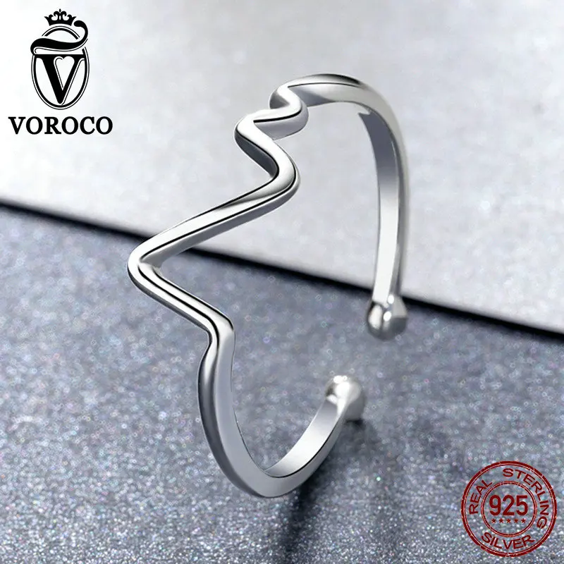 Женское Обручальное Кольцо VOROCO регулируемое кольцо из 100% стерлингового серебра
