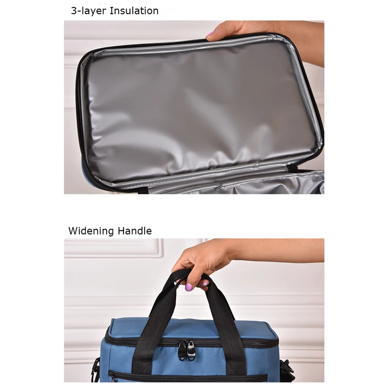 

BONAMIE Unisex Lunch Bag With Shoulder Strap Large Portable Picnic Bag Women Waterproof Lunch Box Man Insulation 17L Cooler Bags
