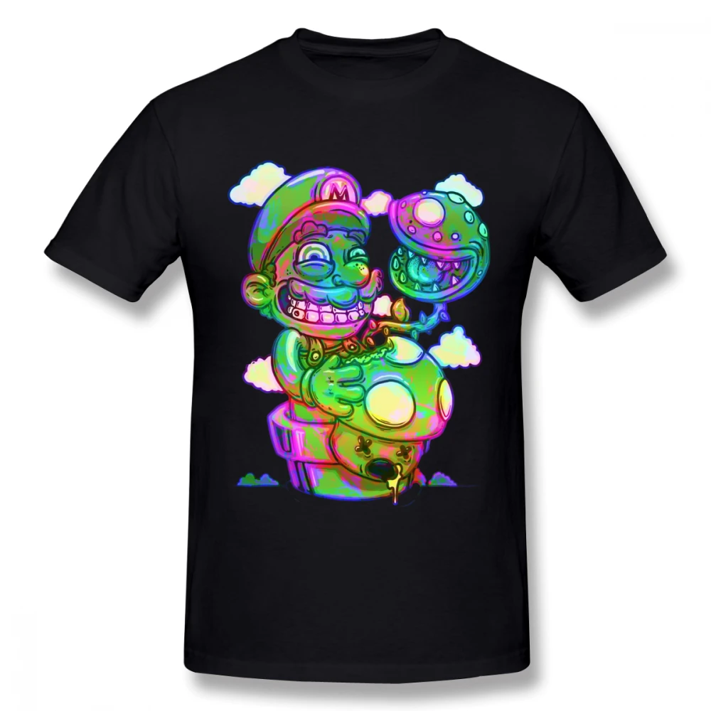 Мужская футболка с грибами Super Mario Psychedelic хлопковая Футболка больших размеров 4XL 5XL