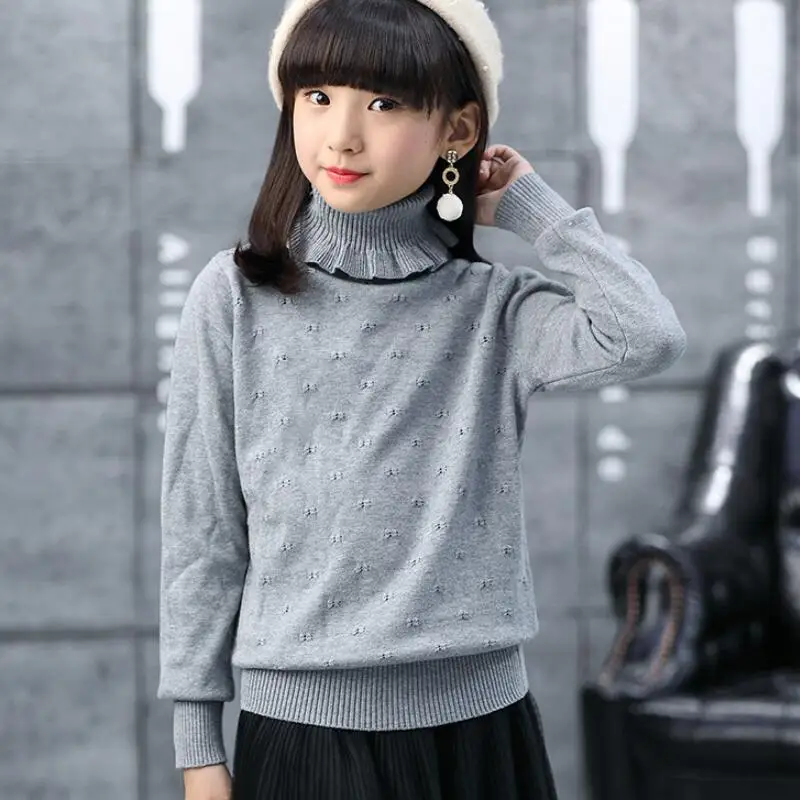Осенне-зимний свитер с высоким воротником и длинными рукавами для маленьких