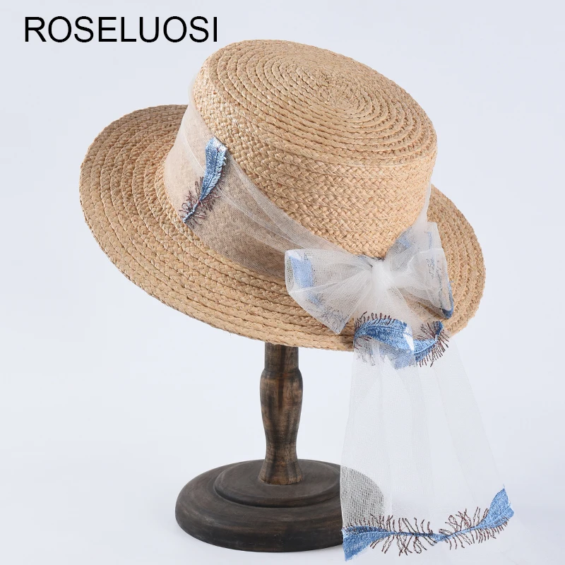 ROSELUOSI Women Summer Raffia Straw Hats 2019 Spring Summer Brand New Flat Top Beach Hat For Girl Chapeau Femme Ete
ROSELUOSI Women Summer Raffia Straw Hats 2019 Spring Summer Brand New Flat Top Beach Hat For Girl Chapeau Femme Ete