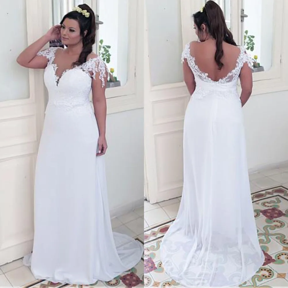 Winsome Plus Size Wedding Dress with Appliques Sexy Backless A-Line Bridal Gowns Long Vestidos De Noiva 2019
Winsome Plus Size Wedding Dress with Appliques Sexy Backless A-Line Bridal Gowns Long Vestidos De Noiva 2019