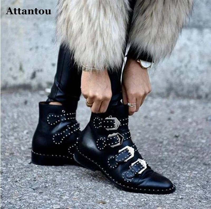 New Spring Autumn Genuine Leather Tactical Ankle Boots For Female Western Vintage Rivets Studded Motorcycle Punk Shoes Woman2017
New Spring Autumn Genuine Leather Tactical Ankle Boots For Female Western Vintage Rivets Studded Motorcycle Punk Shoes Woman2017