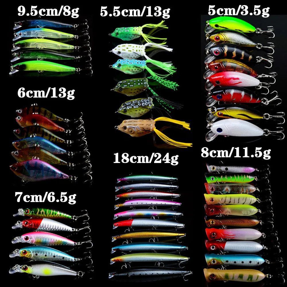 50pcs/lot Carp Fishing Lures Mixed Minnow/VIB Soft Frog and Topwater Popper bait 7 Good Models Wobblers Fishing Tackle Y-T130
50pcs/lot Carp Fishing Lures Mixed Minnow/VIB Soft Frog and Topwater Popper bait 7 Good Models Wobblers Fishing Tackle Y-T130