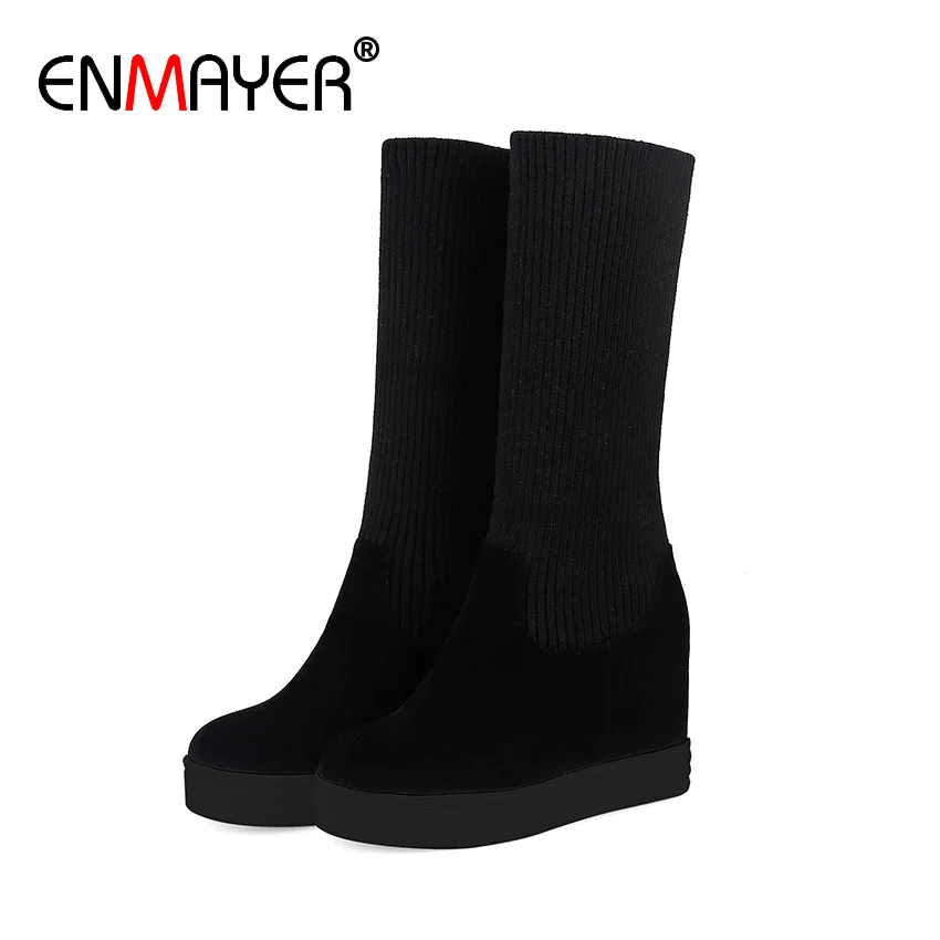 ENMAYER Increased Skinny Straight and Flanging Two Ways To Wear Genuine Leather Microfiber Round Toe Turned-over Round Toe
ENMAYER Increased Skinny Straight and Flanging Two Ways To Wear Genuine Leather Microfiber Round Toe Turned-over Round Toe