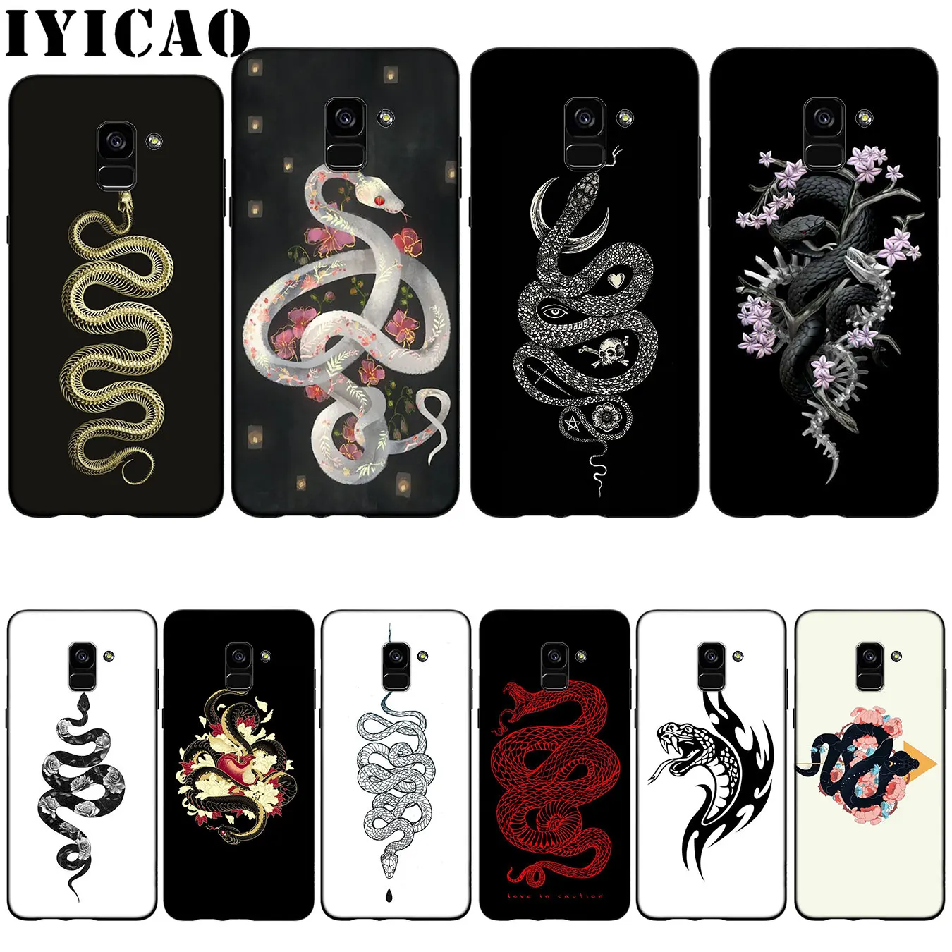 Силиконовый мягкий чехол IYICAO Snake для Samsung Galaxy A6 Plus A9 A8 A7 2018 A3 A5 2016 2017 Note 9 8|Бамперы| |