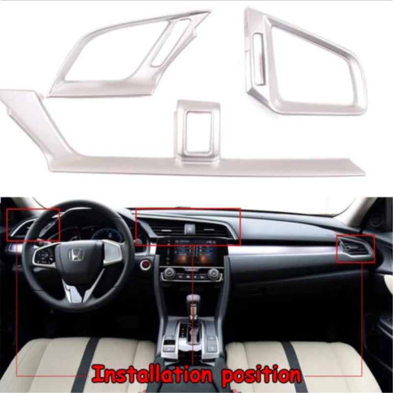 3pcs ABS Chrome Dashboard Console AC Air Vent Cover Trim Bezel Fit for Honda Civic 2016 2017 Car-Styling Car Accessories Covers
3pcs ABS Chrome Dashboard Console AC Air Vent Cover Trim Bezel Fit for Honda Civic 2016 2017 Car-Styling Car Accessories Covers