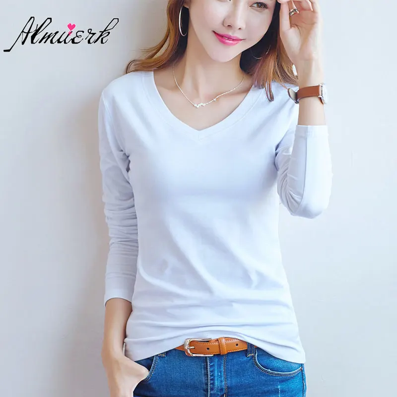 2018new spring autumn soild color women V collar cotton T-shirt long sleeves simple slim female cotton T-shirt bottom shirt L255
2018new spring autumn soild color women V collar cotton T-shirt long sleeves simple slim female cotton T-shirt bottom shirt L255