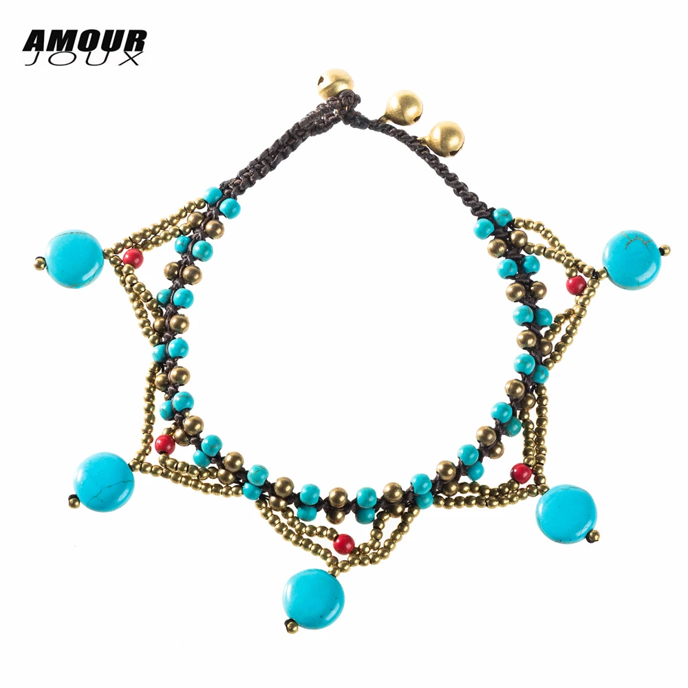AMOURJOUX Ethnic Boho Handmade Retro Green Round Stone Charm Beaded Chain Anklets For Women Anklet Female Foot Jewelry
AMOURJOUX Ethnic Boho Handmade Retro Green Round Stone Charm Beaded Chain Anklets For Women Anklet Female Foot Jewelry