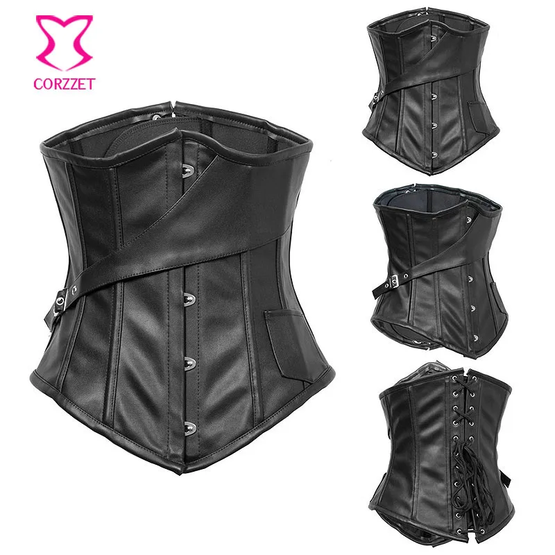 Black Leather Steel Boned Underbust Corset Waist Trainer Corsets Steampunk Costume Espartilhos E Corpetes Sexy Gothic Clothing
Black Leather Steel Boned Underbust Corset Waist Trainer Corsets Steampunk Costume Espartilhos E Corpetes Sexy Gothic Clothing