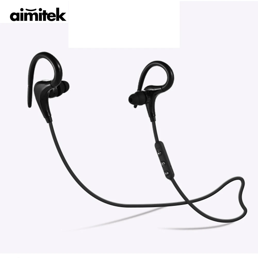 Беспроводные спортивные Bluetooth наушники Aimitek с ушным крючком вкладыши защитой от