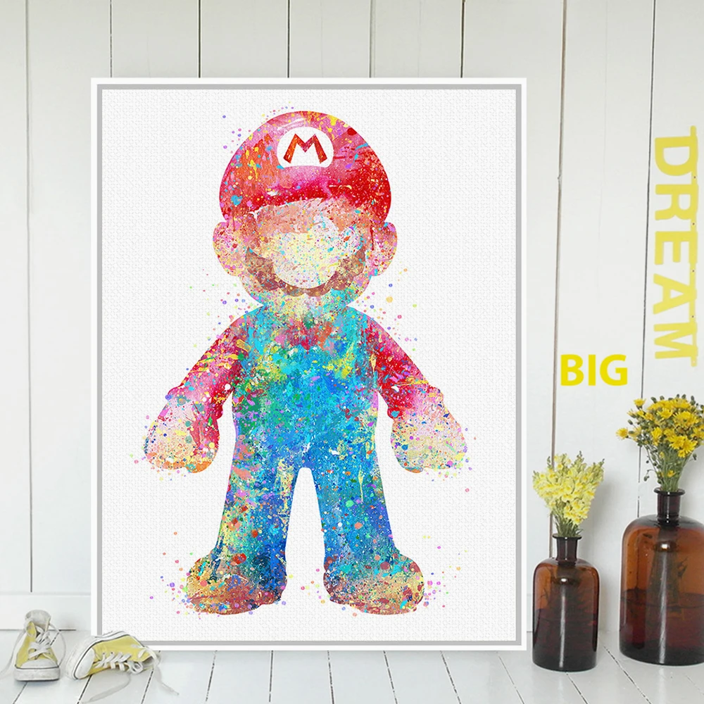 Original Watercolor Super Mario Cartoon figure Art Print Poster Wall Picture Typography Canvas Painting Kids Room Home Decor
Original Watercolor Super Mario Cartoon figure Art Print Poster Wall Picture Typography Canvas Painting Kids Room Home Decor