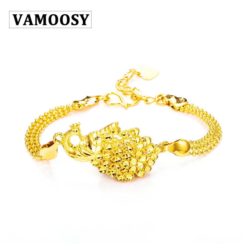 VAMOOSY Brand 24K Gold Color Genuine Copper Peacock Charm Bracelet for Women Wife Gift BOHO Exquisite Jewelry 2018 New Bangle
VAMOOSY Brand 24K Gold Color Genuine Copper Peacock Charm Bracelet for Women Wife Gift BOHO Exquisite Jewelry 2018 New Bangle