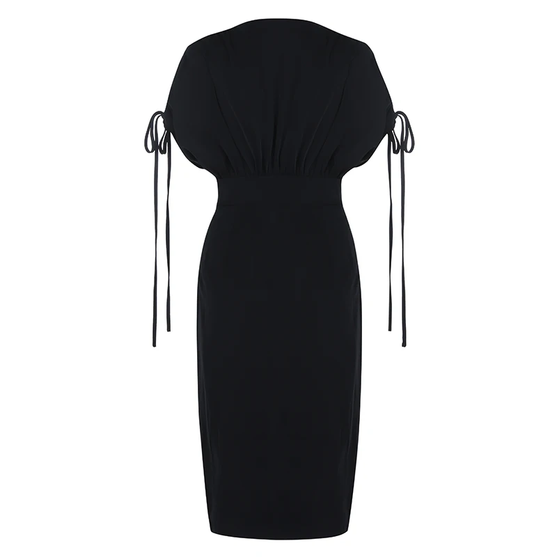 Max Spri 2019 Summer New Fashion Office Lady Deep V String Lace Up Short Sleeves Groomed Waist Midi Women Party Black Dress
Max Spri 2019 Summer New Fashion Office Lady Deep V String Lace Up Short Sleeves Groomed Waist Midi Women Party Black Dress