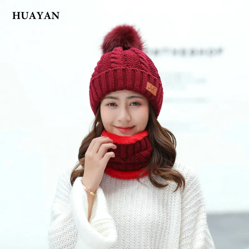 2018 New Winter women's hat Knitted hat and scarf Sets for Girls Fur Ball Thick Female Beanie cap
2018 New Winter women's hat Knitted hat and scarf Sets for Girls Fur Ball Thick Female Beanie cap