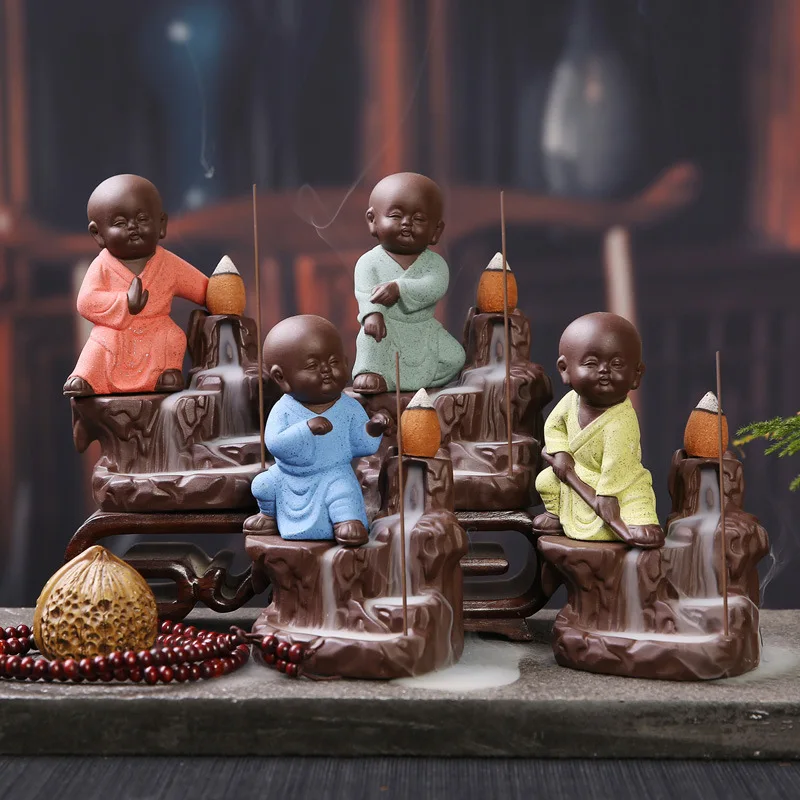 Creative Kung Fu Monk Backflow Censer Color Sand Ceramic Incense Burner Office Home Furnishing Car Decoration
Creative Kung Fu Monk Backflow Censer Color Sand Ceramic Incense Burner Office Home Furnishing Car Decoration