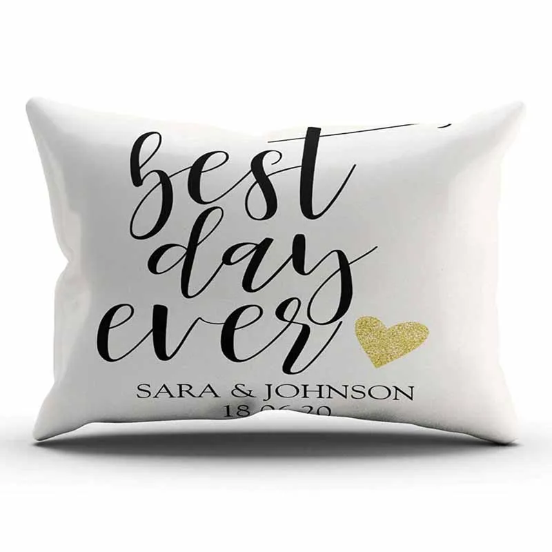Home Custom Pillowcase Best Day Ever Personlized Wedding Gift for Throw Pillowcase Cushion Cover Two Sided Printed Design
Home Custom Pillowcase Best Day Ever Personlized Wedding Gift for Throw Pillowcase Cushion Cover Two Sided Printed Design