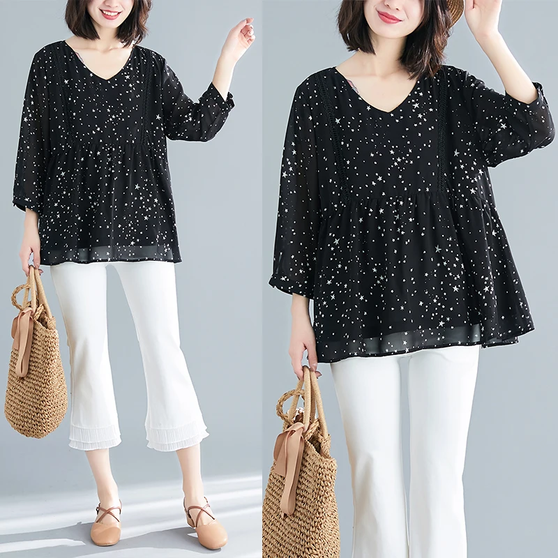 2021 Ladies Tops Chiffon Blouse Shirts V-Neck Black Tops Fashion Women Blouse and Tops Korean Fashion Clothing Harajuku 3139 50
2021 Ladies Tops Chiffon Blouse Shirts V-Neck Black Tops Fashion Women Blouse and Tops Korean Fashion Clothing Harajuku 3139 50
