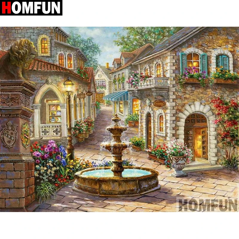Алмазная 5D Вышивка HOMFUN A09126 пейзаж дома картина с полными квадратными/круглыми