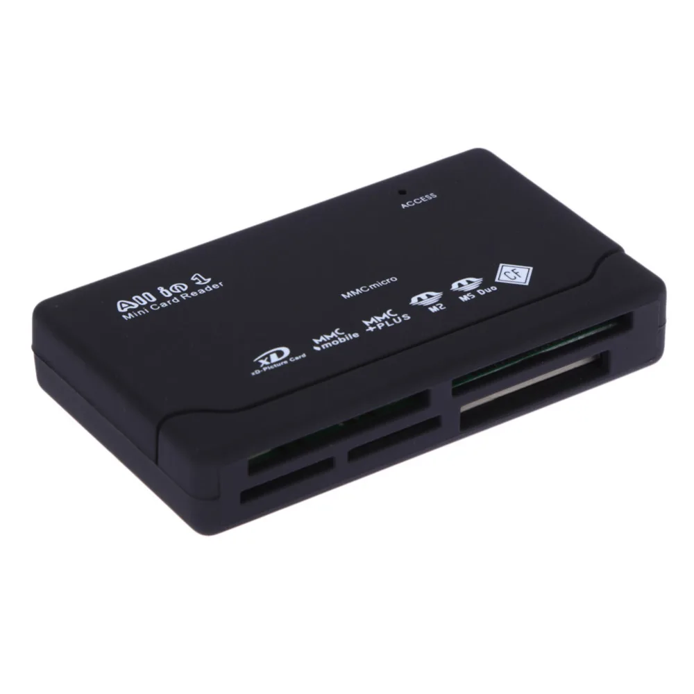 Черный считыватель карт памяти все в одном USB внешний кардридер SD SDHC Mini Micro M2 MMC XD CF