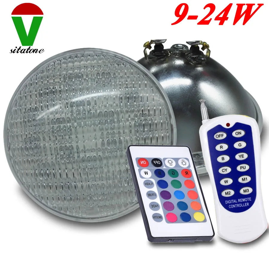PAR56 светодиодный бассейн огни RGB 9 Вт 12 15 18 21 24 RF AC12V | Лампы и освещение