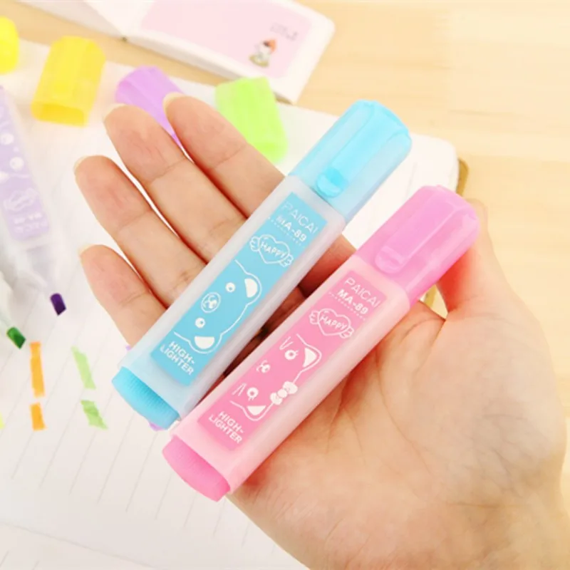 6 pcs/lot Cartoon 6 colors Highlighter Colorful watercolor marker pen Kawaii Stationery office school writing supplies
6 pcs/lot Cartoon 6 colors Highlighter Colorful watercolor marker pen Kawaii Stationery office school writing supplies