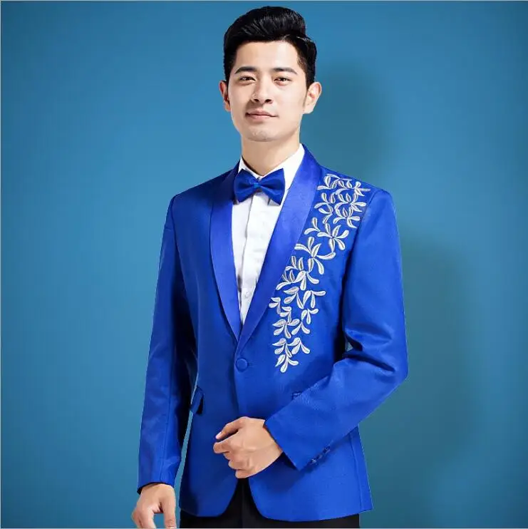 (Jacket+Pant) Men's Slim Wedding Groom Tuxedos New male singer Suits host Embroidery Fashion luxury Suit Dress Men suits costume
(Jacket+Pant) Men's Slim Wedding Groom Tuxedos New male singer Suits host Embroidery Fashion luxury Suit Dress Men suits costume