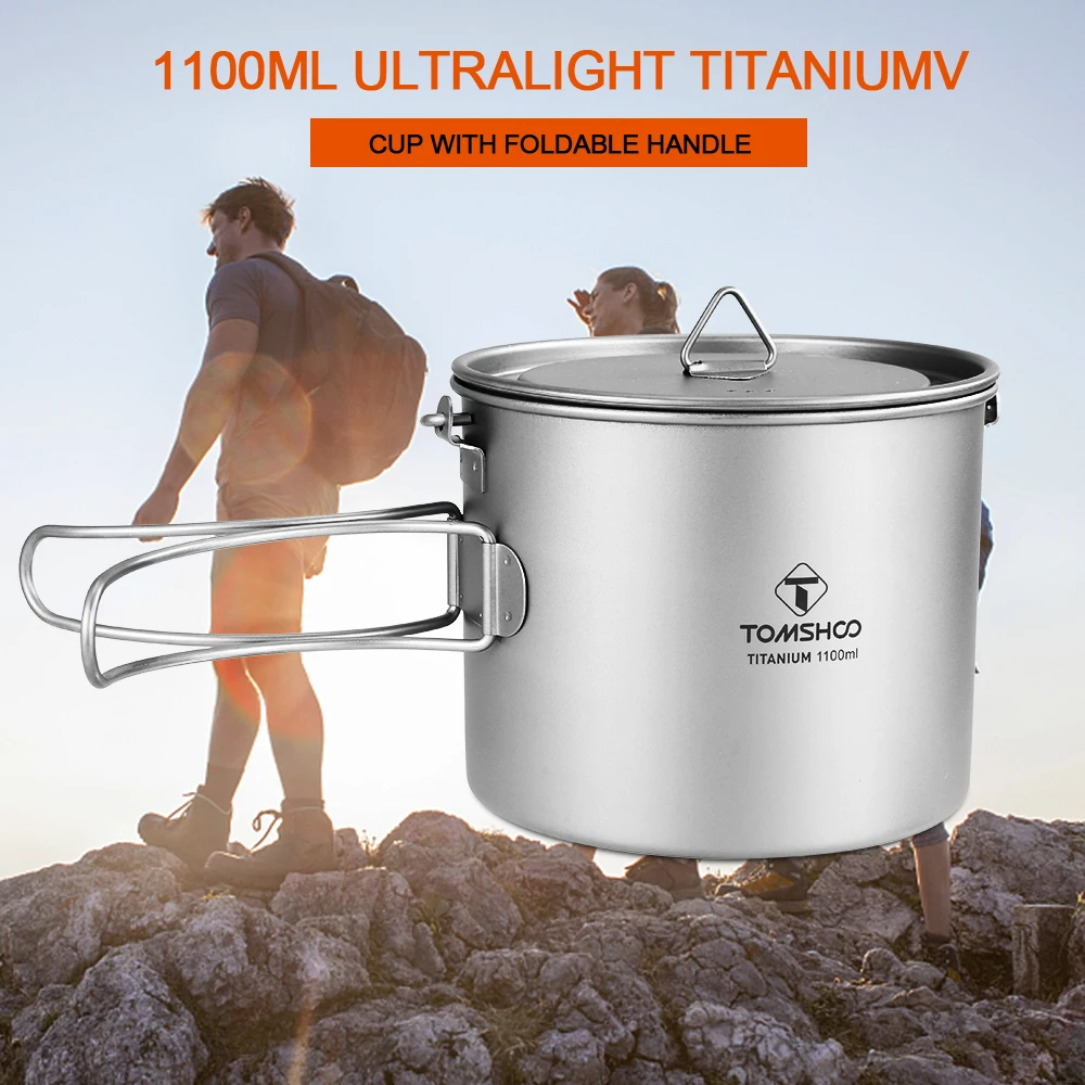 TOMSHOO 1100ml Titanium Pot Titanium Water Mug Cup with Lid and Foldable Handle Outdoor Camping Pot Cooking Pots Picnic Hang Pot
TOMSHOO 1100ml Titanium Pot Titanium Water Mug Cup with Lid and Foldable Handle Outdoor Camping Pot Cooking Pots Picnic Hang Pot