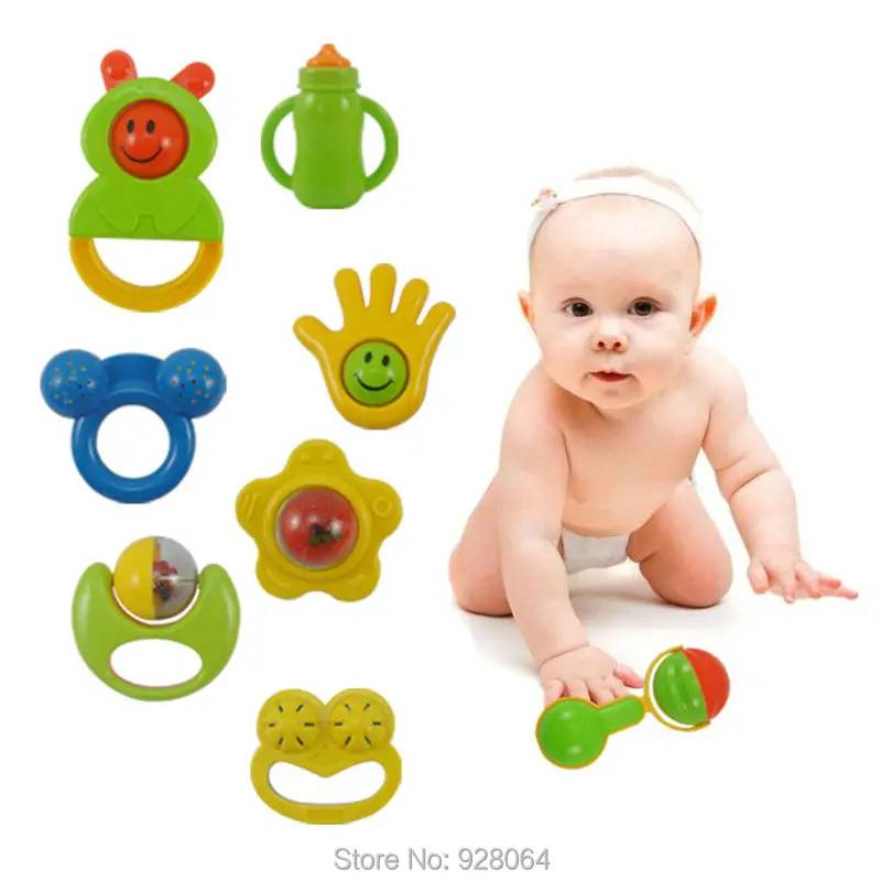 8pcs baby rattles 0-1 year old newborn teethers baby hand rattles Intelligence baby toys for children Grasping educational toy 
8pcs baby rattles 0-1 year old newborn teethers baby hand rattles Intelligence baby toys for children Grasping educational toy