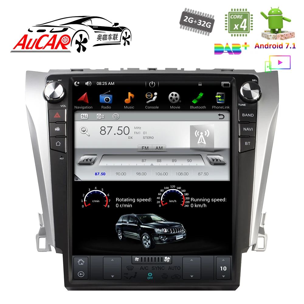 2 DIN Android 8 1 12 "Tesla Style для Toyota Camry автомобильное радио мультимедийный 2015 din