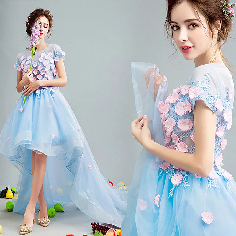 2017 Новый Свет Выпускной Blue Lace Вечернее Платье Сексуальный Line Вышивка Длинные