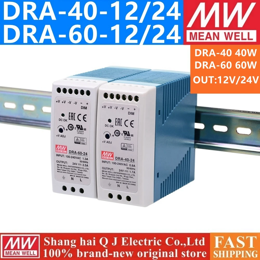 MEAN WELL DRA-40-12 DRA-40-24 DRA-60-12 DRA-60-24 meanwell DRA-40 -60 W 12 24 V Output Industrial DIN Rail
MEAN WELL DRA-40-12 DRA-40-24 DRA-60-12 DRA-60-24 meanwell DRA-40 -60 W 12 24 V Output Industrial DIN Rail