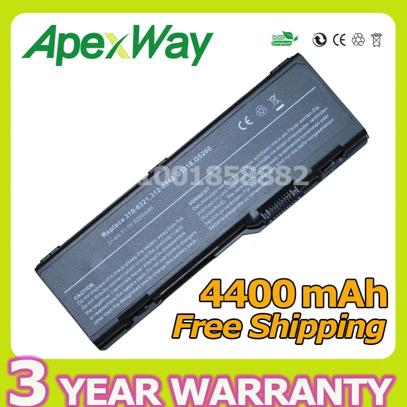 Apexway NEW 6 cell laptop battery for Dell Inspiron 6000 9200 310-6321 310-6322 312-0340 D5318 G5260 G5266 U4873
Apexway NEW 6 cell laptop battery for Dell Inspiron 6000 9200 310-6321 310-6322 312-0340 D5318 G5260 G5266 U4873