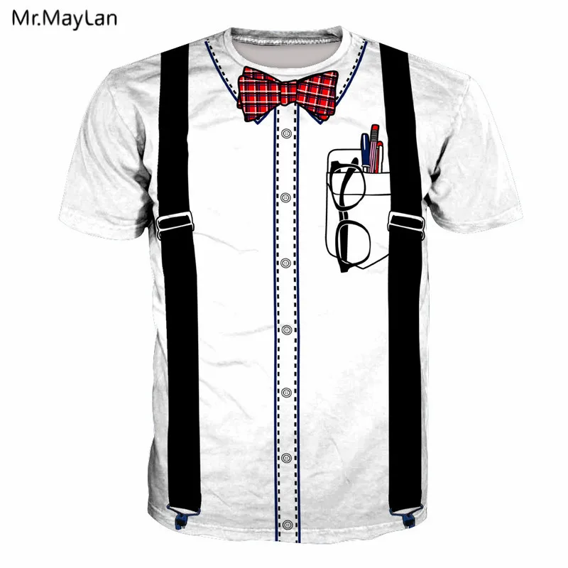Fake Bib Bow tie Glasses Pens Print 3D T-shirt Men Women Hip hop White Tee t shirt Hipster Streetwear Boy Tshirt Clothes 5XL 6XL
Fake Bib Bow tie Glasses Pens Print 3D T-shirt Men Women Hip hop White Tee t shirt Hipster Streetwear Boy Tshirt Clothes 5XL 6XL