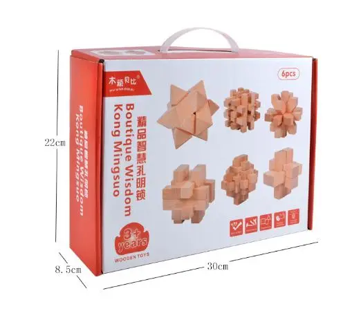 6 Children's puzzle Luban lock ring unlock wooden hole Ming lock classical disassembly traditional intelligence toy set
6 Children's puzzle Luban lock ring unlock wooden hole Ming lock classical disassembly traditional intelligence toy set