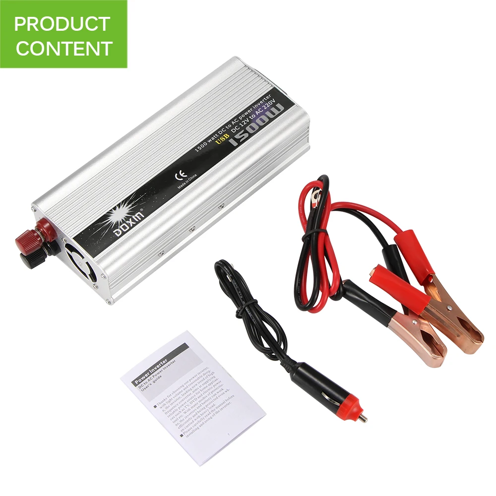 1500W Automotive Car Modified Sine Wave Inverter Peak Power 2800W 12V DC to 220V AC Converter Adapter USB 5V Charger
1500W Automotive Car Modified Sine Wave Inverter Peak Power 2800W 12V DC to 220V AC Converter Adapter USB 5V Charger