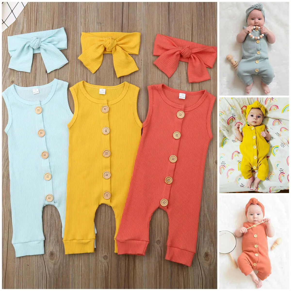 Newborn Baby Girl Boy 2pcs Clothes Sleeveless Solid Color Rompers Jumpsuit Headband Outfits Playsuit Set
Newborn Baby Girl Boy 2pcs Clothes Sleeveless Solid Color Rompers Jumpsuit Headband Outfits Playsuit Set