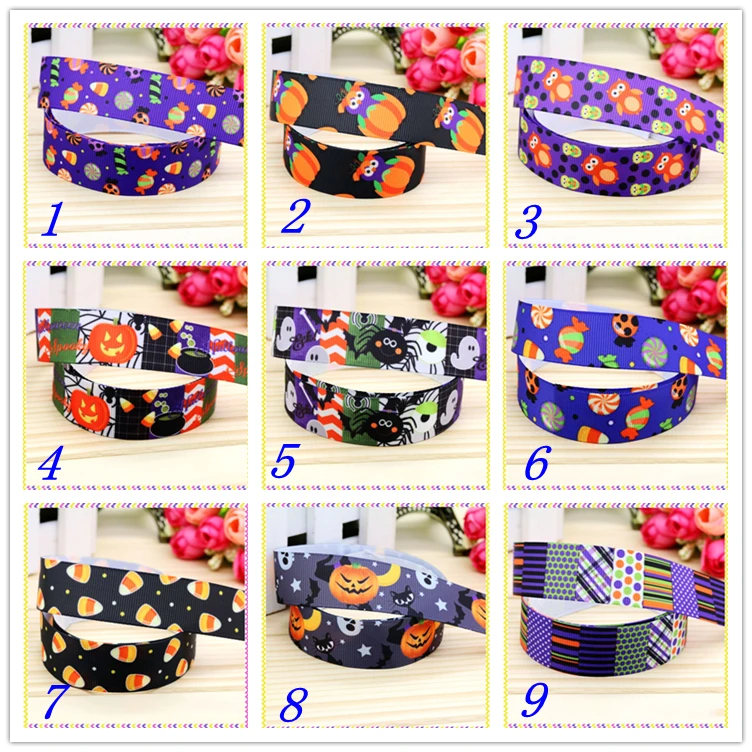 

7/8'' Free Shipping Halloween Owl Sugar Printed Grosgrain Ribbon Material Headwear Party Decoration Diy Sewing Craft 22mm S276