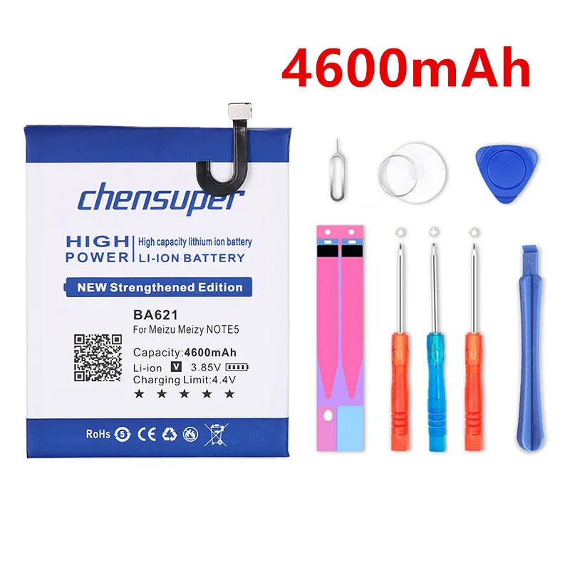 Аккумулятор chensuper 4600 мАч BA621 хорошего качества для Meizu Meilan Note 5 Note5 M5 фотоаккумулятор + Подарочные инструменты + наклейки
Аккумулятор chensuper 4600 мАч BA621 хорошего качества для Meizu Meilan Note 5 Note5 M5 фотоаккумулятор + Подарочные инструменты + наклейки