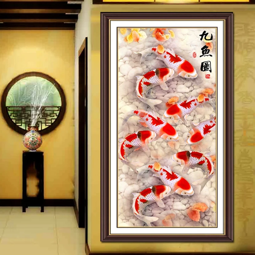 DIY 5D Nine fish scenery Embroidery,Full Round or square rhinestone Diamond painting cross stitch,needlework handcraft WG874
DIY 5D Nine fish scenery Embroidery,Full Round or square rhinestone Diamond painting cross stitch,needlework handcraft WG874