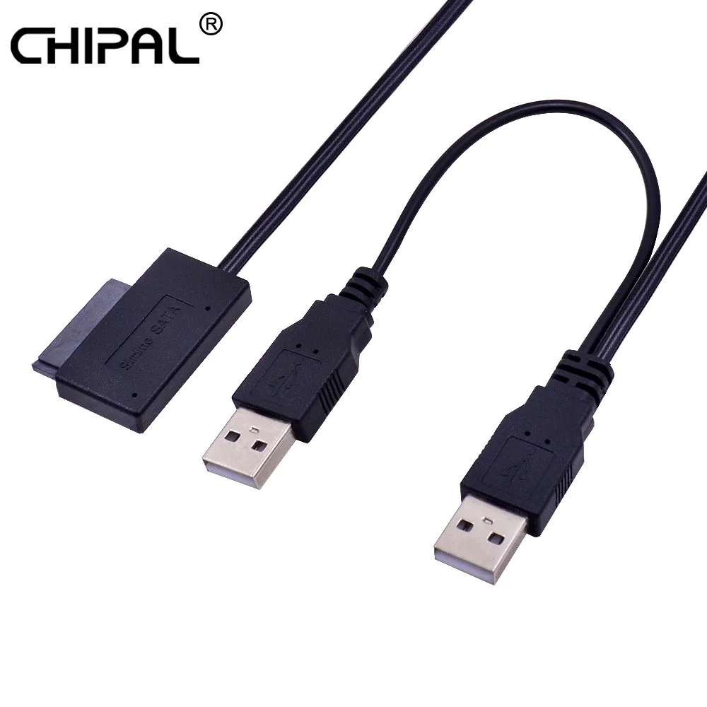 Тонкий SATA кабель CHIPAL с USB 2 0 на 6 + 7 13Pin и внешним источником питания USB2.0 для