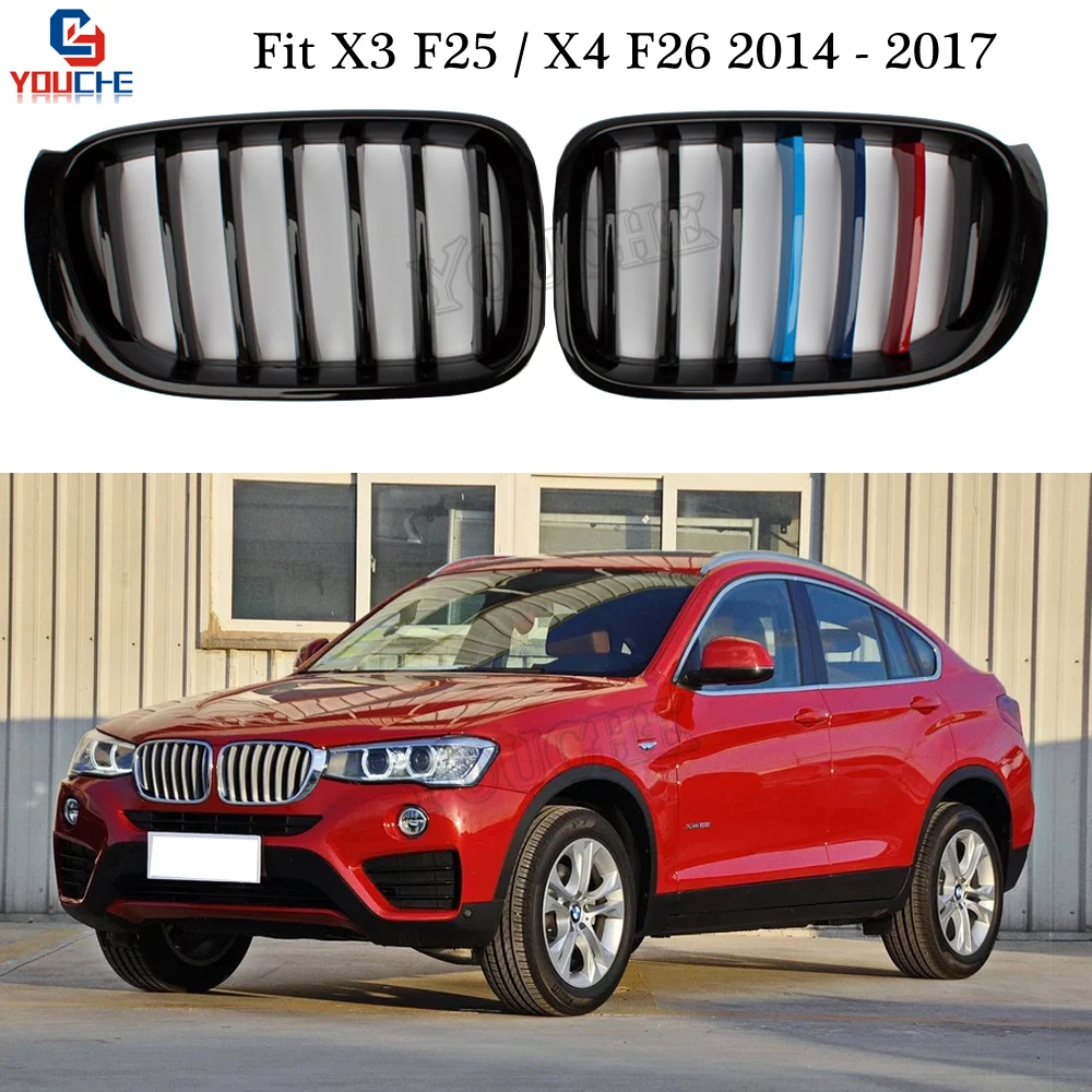 F25 F26 Глянец M tri цветные грили для BMW X3 X4 2014 2017 5 дверный внедорожник xDrive28i 20i 35i