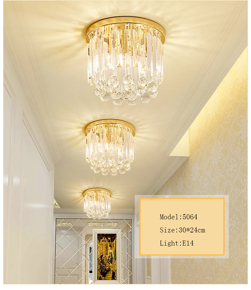 Postmodern corridor lamp European style vestibule golden crystal creative balcony lamp enters the door absorb dome light
Postmodern corridor lamp European style vestibule golden crystal creative balcony lamp enters the door absorb dome light