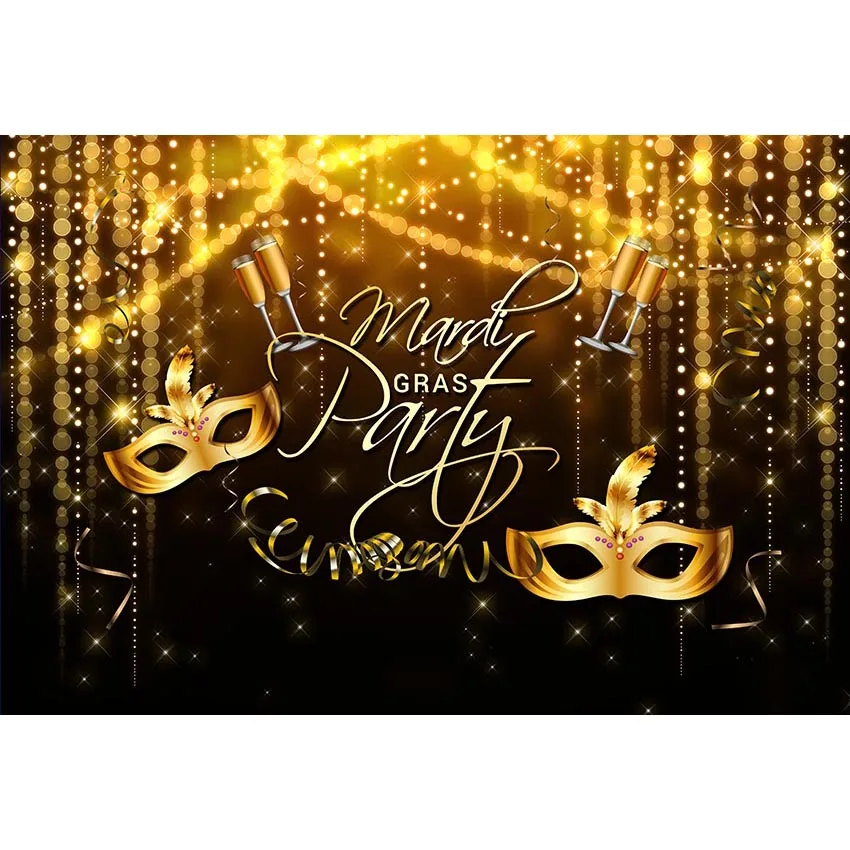 Black With Twinkle Stars And Spots Photography Background Gloden Mask With Feather And Champagne Backdrop For Masquerade Party
Black With Twinkle Stars And Spots Photography Background Gloden Mask With Feather And Champagne Backdrop For Masquerade Party