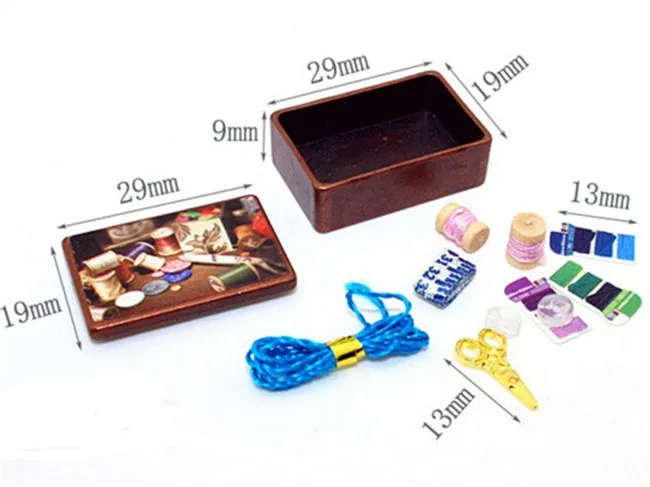 Actionbabei New Genuine Dollhouse Miniature 1:12 Toy Metal Antique Sewing Box With Accessories toys girl gifts | Игрушки и хобби