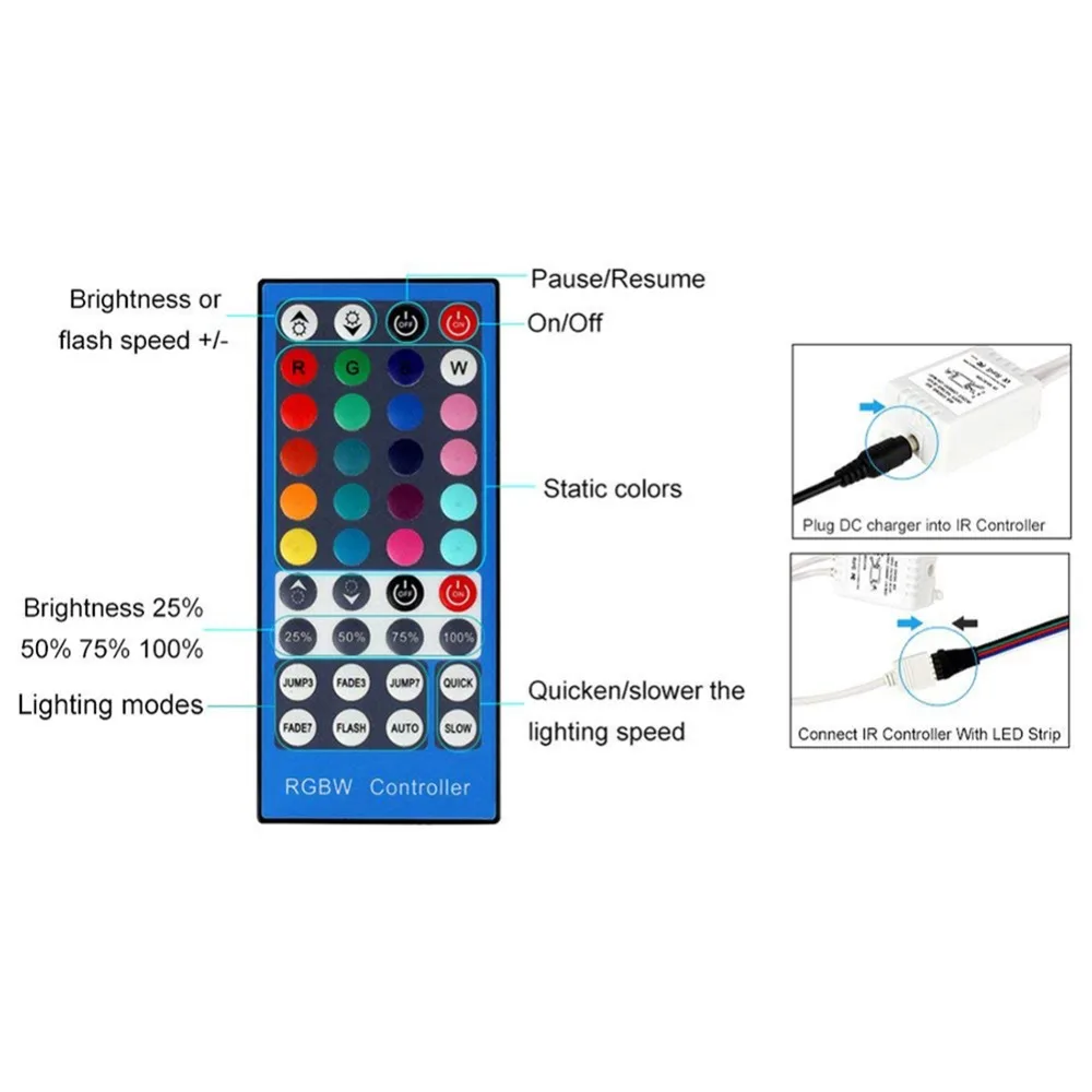 Led Controller 40 Keys RGBW LED Strip Controller Dimmer DC12-24V For 5050smd RGBW/RGBWW LED Strip Light
Led Controller 40 Keys RGBW LED Strip Controller Dimmer DC12-24V For 5050smd RGBW/RGBWW LED Strip Light