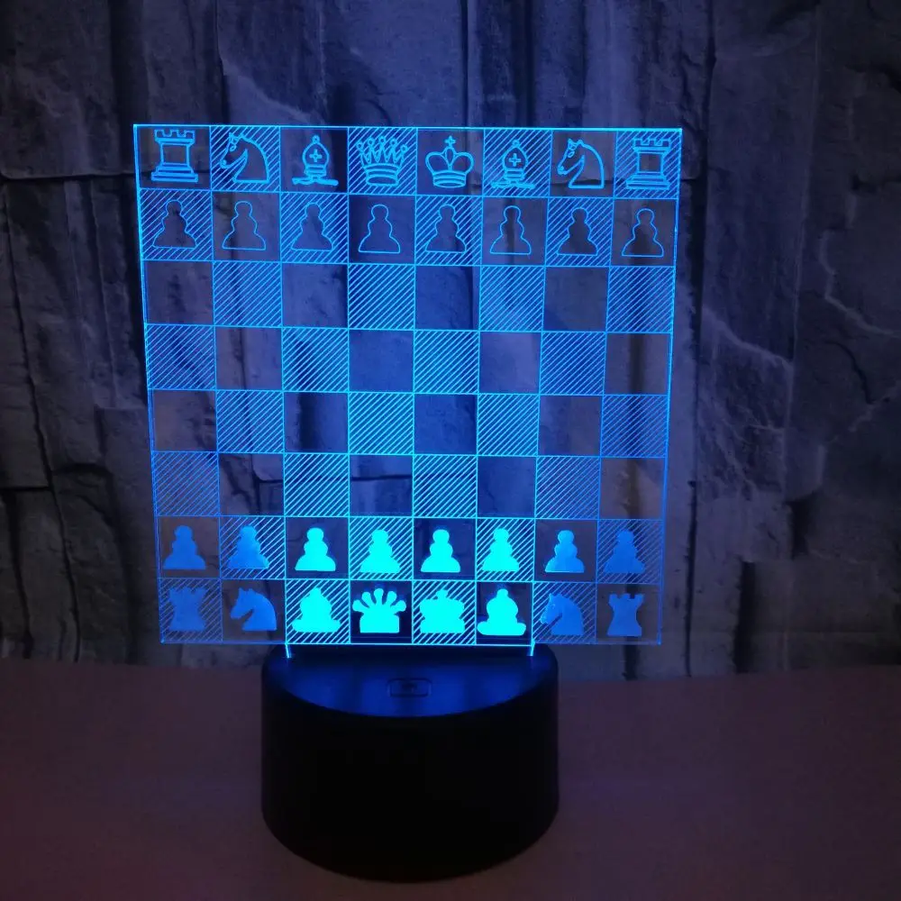 Chess 3D LED Lamp 7 Colors Night Lamps Touch Led USB Table Lampara Sleeping Home Decor Nightlight | Лампы и освещение