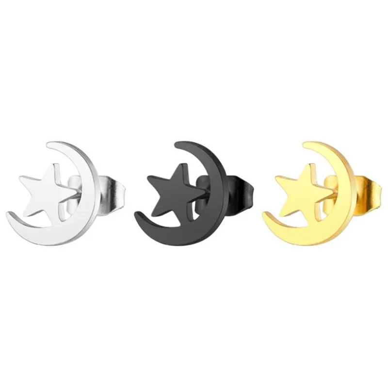 PE042 Titanium Stud Earrings Brief Star Moon Design For Women Men 316l Stainless Steel Earring IP Plating No Fade Allergy Free
PE042 Titanium Stud Earrings Brief Star Moon Design For Women Men 316l Stainless Steel Earring IP Plating No Fade Allergy Free
