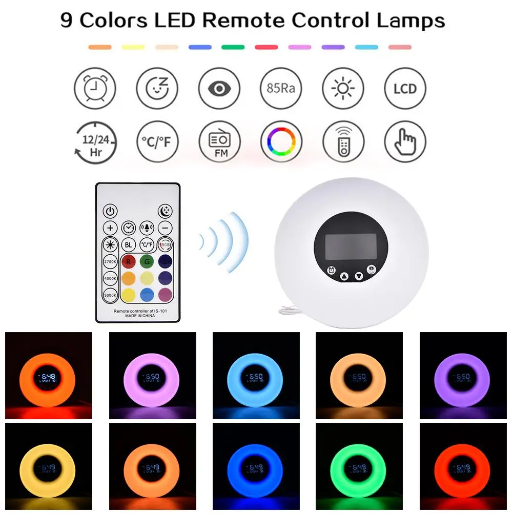 Intelligent Sunrise Simulation Alarm Clock LED Wake Up Light 9 Colors 51 Sounds FM Radio Remote/Touch Control Night Light
Intelligent Sunrise Simulation Alarm Clock LED Wake Up Light 9 Colors 51 Sounds FM Radio Remote/Touch Control Night Light