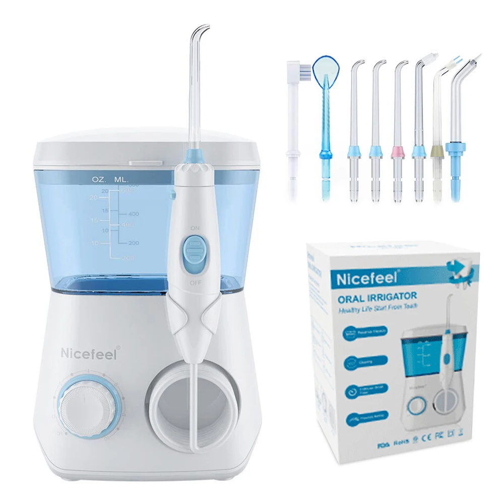 Nicefeel Oral Irrigator Water Flosser Dental Jet Teeth Cleaner Hydro Jet With 600ml Water Tank & 7 Nozzle and 1 Toothbrush
Nicefeel Oral Irrigator Water Flosser Dental Jet Teeth Cleaner Hydro Jet With 600ml Water Tank & 7 Nozzle and 1 Toothbrush